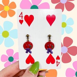 Vintage Red Hat Society charm earrings